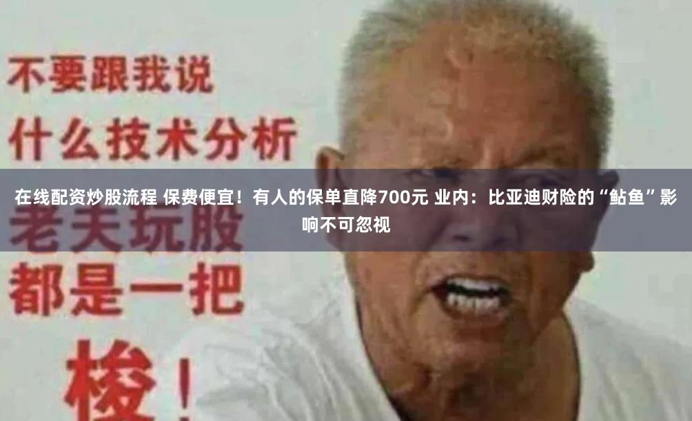 在线配资炒股流程 保费便宜！有人的保单直降700元 业内：比亚迪财险的“鲇鱼”影响不可忽视