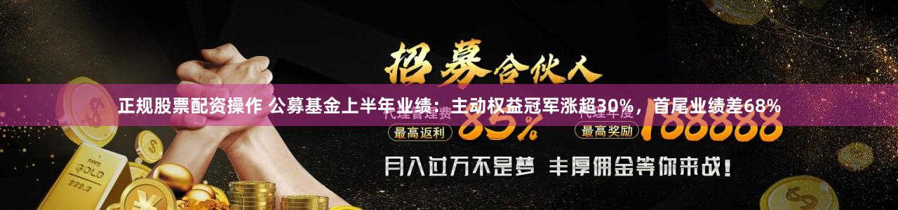 正规股票配资操作 公募基金上半年业绩：主动权益冠军涨超30%，首尾业绩差68%
